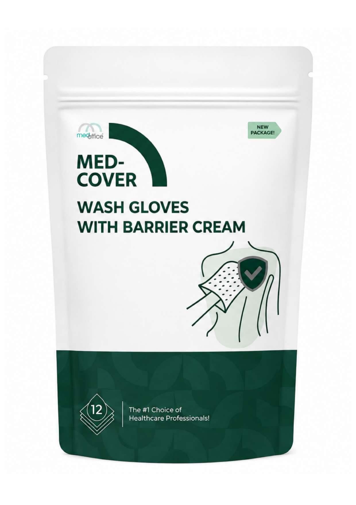 MED-COVER WASH GLOVES WITH BARRIER CREAM 12 pcs