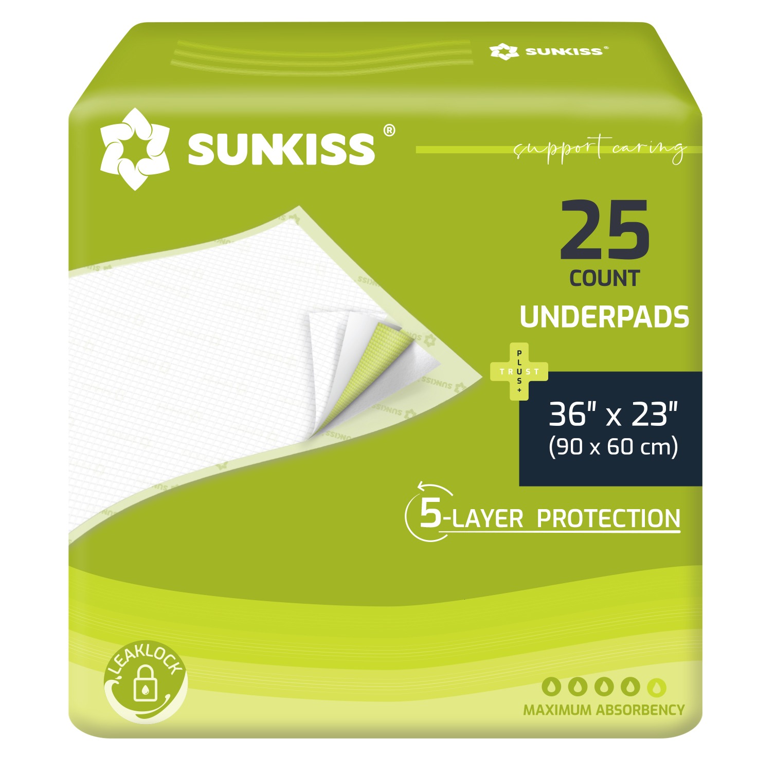SUNKISS UNDERPADS 36 × 23 in (90 × 60 cm) — 25 count